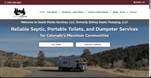 A screenshot of South Platte Services' new website.